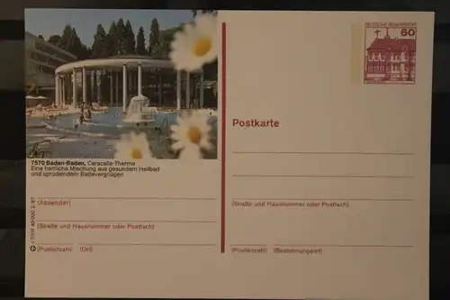 [Werbepostkarte] Bildpostkarte P 138; Teilserie "r" der Bundespost 1987:Baden-Baden. 