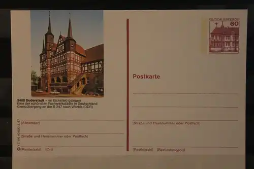 [Werbepostkarte] Bildpostkarte P 138; Teilserie "r" der Bundespost 1987:Duderstadt. 
