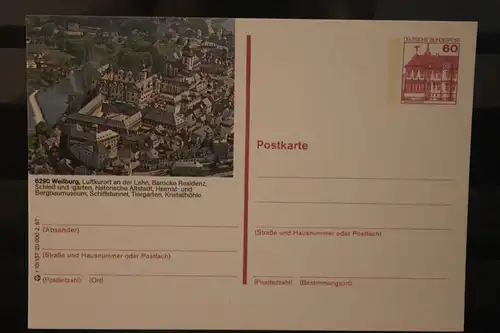[Werbepostkarte] Bildpostkarte P 138; Teilserie "r" der Bundespost 1987:Weilburg. 
