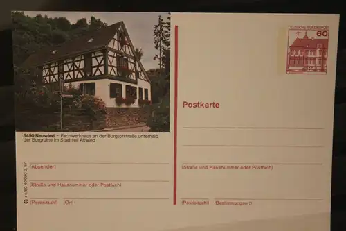 [Werbepostkarte] Bildpostkarte P 138; Teilserie "r" der Bundespost 1987:Neuwied. 