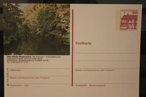 [Werbepostkarte] Bildpostkarte P 138; Teilserie "r" der Bundespost 1987:Rheda-Wiedenbrück. 