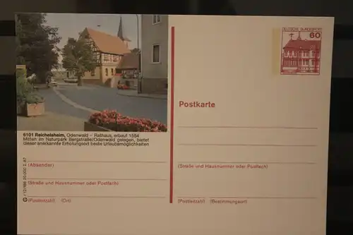 [Werbepostkarte] Bildpostkarte P 138; Teilserie "r" der Bundespost 1987:Reichelsheim. 