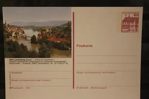 [Werbepostkarte] Bildpostkarte P 138; Teilserie "r" der Bundespost 1987:Laufenburg. 