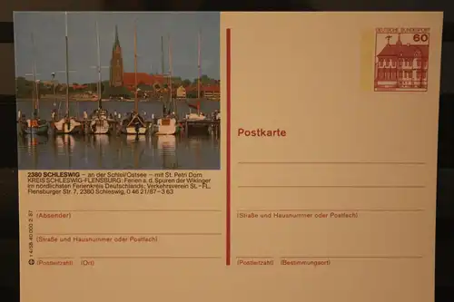 [Werbepostkarte] Bildpostkarte P 138; Teilserie "r" der Bundespost 1987:Schleswig. 