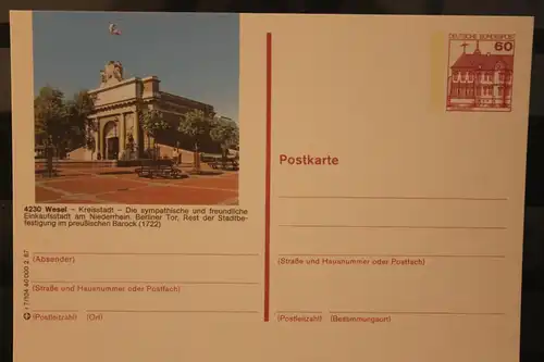 [Werbepostkarte] Bildpostkarte P 138; Teilserie "r" der Bundespost 1987:Wesel. 