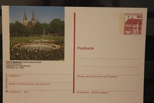[Werbepostkarte] Bildpostkarte P 138; Teilserie "r" der Bundespost 1987:Göppingen. 
