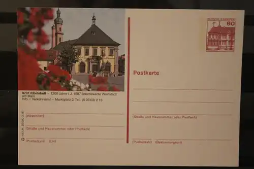 [Werbepostkarte] Bildpostkarte P 138; Teilserie "r" der Bundespost 1987:Eibelstadt. 