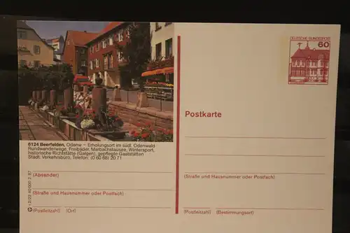 [Werbepostkarte] Bildpostkarte P 138; Teilserie "r" der Bundespost 1987:Beerfelden. 
