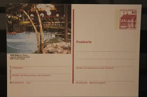 [Werbepostkarte] Bildpostkarte P 138; Teilserie "r" der Bundespost 1987:Weil. 