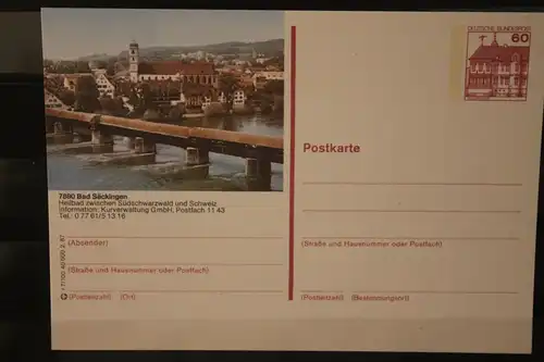 [Werbepostkarte] Bildpostkarte P 138; Teilserie "r" der Bundespost 1987:Bad Säckingen. 