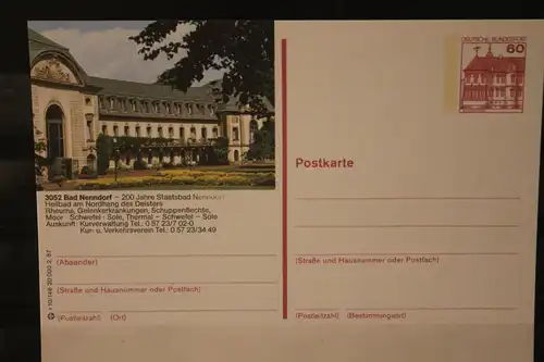 [Werbepostkarte] Bildpostkarte P 138; Teilserie "r" der Bundespost 1987:Bad Nenndorf. 