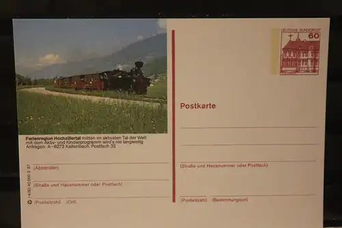 [Werbepostkarte] Bildpostkarte P 138; Teilserie "r" der Bundespost 1987:Kaltenbach / Hochzillertal; Österreich. 