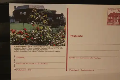 [Werbepostkarte] Bildpostkarte P 138; Teilserie "r" der Bundespost 1987:Fichtenau. 