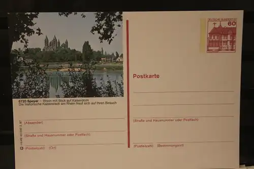 [Werbepostkarte] Bildpostkarte P 138; Teilserie "r" der Bundespost 1987:Speyer. 