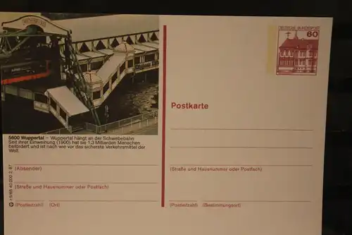 [Werbepostkarte] Bildpostkarte P 138; Teilserie "r" der Bundespost 1987:Wuppertal. 