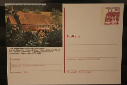 [Werbepostkarte] Bildpostkarte P 138; Teilserie "r" der Bundespost 1987:Waldachtal. 