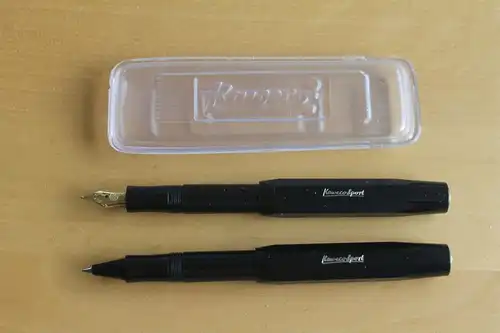 KAWECO SPORT Vintage Schreibgarnitur, schwarz; Füllfederhalter, Tintenroller im Mäppchen