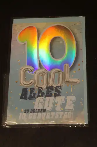 Geburtstagskarte zum 10. Geburtstag mit Hologrammeffekt
