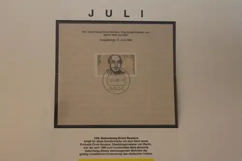 Deutschland 1989: Ernst Reuter; Kalenderblatt aus Postkalender