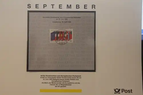 Deutschland 1989 ; 3. Direktwahl zum Europa-Parlament; Kalenderblatt aus Postkalender