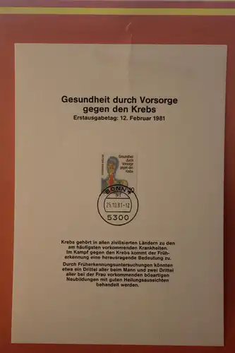 Deutschland 1981 ; Krebsvorsorge; Kalenderblatt aus Postkalender