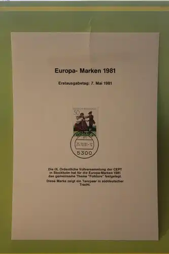 Deutschland 1981 ; Europa-Marken; Kalenderblatt aus Postkalender