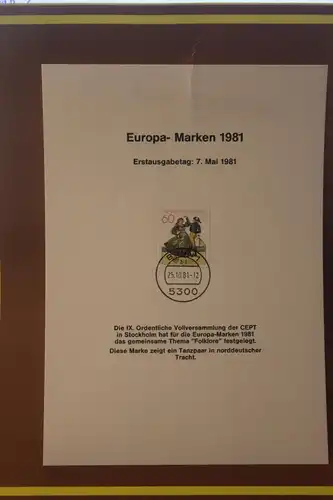 Deutschland 1981 ; Europa-Marken; Kalenderblatt aus Postkalender