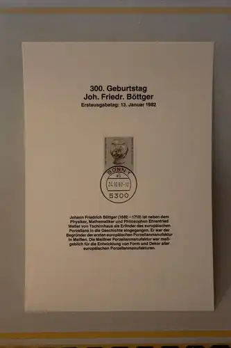 Deutschland 1982 ; Joh. Friedr. Böttger; Kalenderblatt aus Postkalender