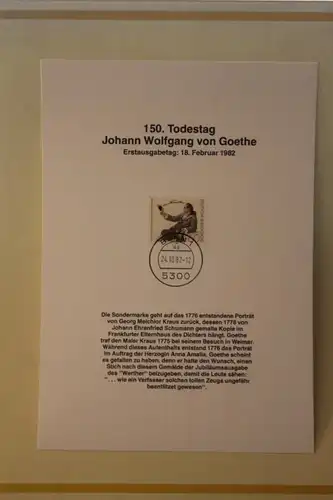 Deutschland 1982 ; Johann Wolfgang von Goethe; Kalenderblatt aus Postkalender