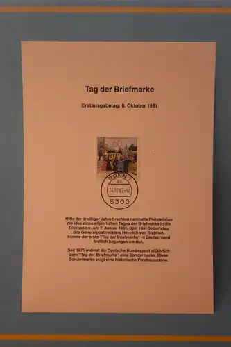 Deutschland 1982 ; Tag der Briefmarke 1981; Kalenderblatt aus Postkalender