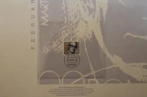 Deutschland 1992 ; Martin Niemöller; Kalenderblatt aus Postkalender