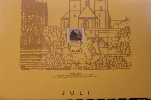 Deutschland 1992 ; 1250 Jahre Erfurt; Kalenderblatt aus Postkalender