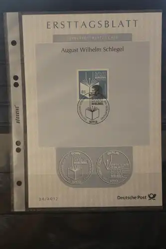Deutschland 2017; Ersttagsblatt ETB 34/2017 August W. Schlegel;  MiNr. 3332
