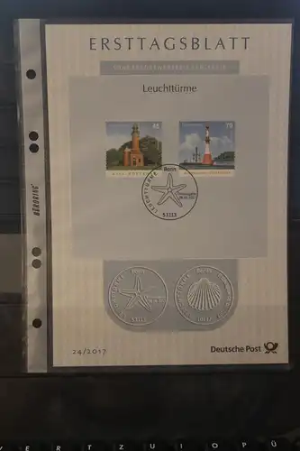 Deutschland 2017; Ersttagsblatt ETB 24/2017:  Leuchttürme: Kiel und Bremerhaven (XIX);  MiNr. 3316-17