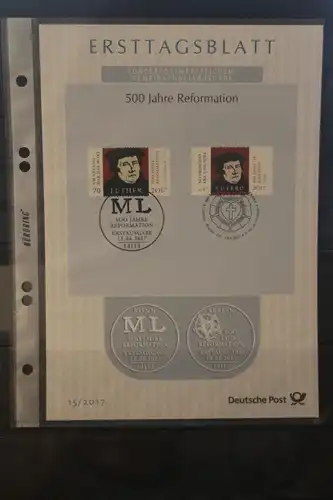 Deutschland 2017; Ersttagsblatt ETB 15/2017:  Martin Luther mit brasilianischer Marke;  MiNr. 3300
