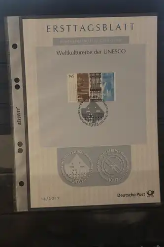Deutschland 2017; Ersttagsblatt ETB 14/2017:  Weltkulturerbe der UNESCO;  MiNr. 3299