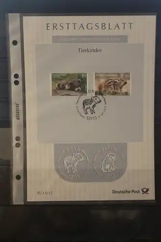 Deutschland 2017; Ersttagsblatt ETB  8/2017: Tierkinder (VII);  MiNr. 3288-89