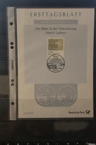 Deutschland 2017; Ersttagsblatt ETB  3/2017: Martin Luthers Bibelübersetzung;  MiNr. 3277