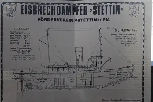 Klappkarte Eisbrecher - Dampfer Stettin zur Kieler Woche 1983