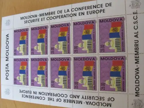 Kleinbogen KB Moldawien KSZE-Beitritt 1992 Mi.-Nr. 41-42 **