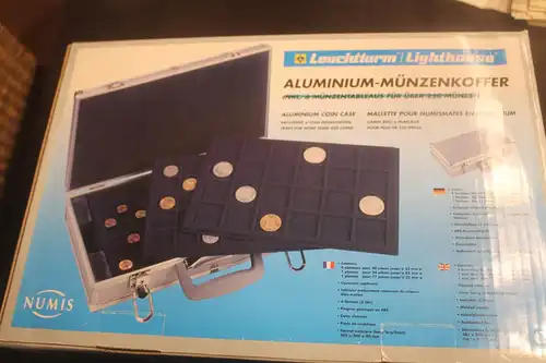 Münzen-Koffer; Münzkoffer, Aluminium - Münzenkoffer, ohne Tableaus
