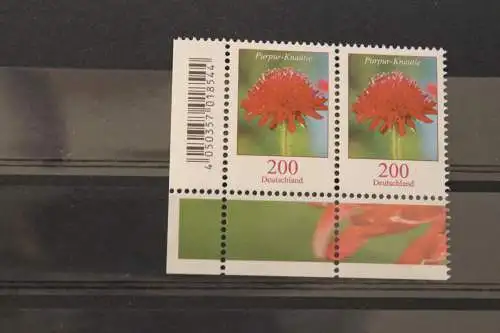 Deutschland 2022; Freimarke Blumen: Purpur-Knautie, 200, Waager. Paar, MiNr. 3556, ER, postfrisch