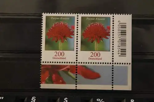 Deutschland 2022; Freimarke Blumen: Purpur-Knautie, 200, Waager. Paar, MiNr. 3556, ER, postfrisch