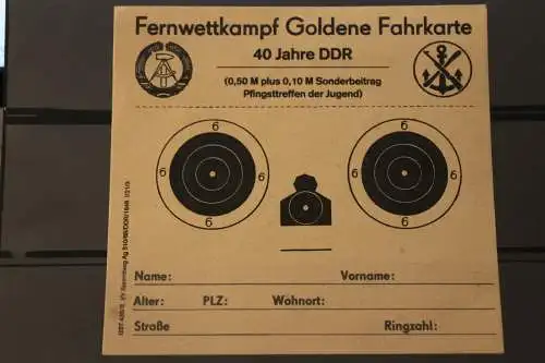 DDR Luftgewehr-Wettbewerb "Goldene Fahrkarte - 40 Jahre DDR"