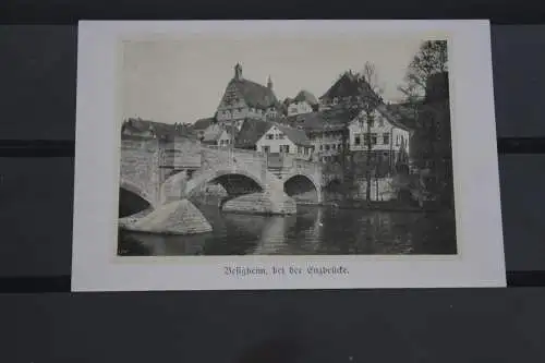 [Echtfotokarte schwarz/weiß] Besigheim Bei der Enzbrücke. 