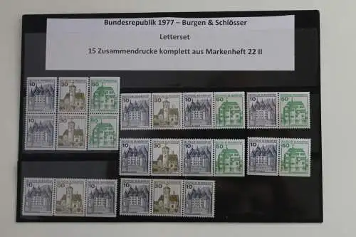 Deutschland 1990; Burgen & Schlösser, Letterset; 15 Zusammendrucke aus MH 22 II, komplett; MNH