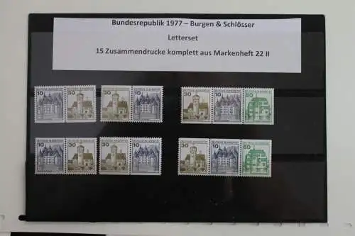 Deutschland 1990; Burgen & Schlösser, Letterset; 15 Zusammendrucke aus MH 22 II, komplett; MNH