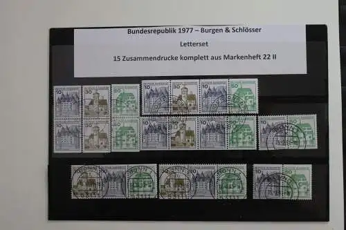 Deutschland 1990; Burgen & Schlösser, Letterset; 15 Zusammendrucke aus MH 22 II, komplett; gestempelt