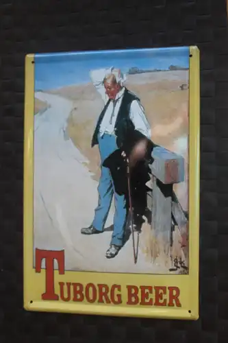 Tuborg Beer Bier Blechschild , Vintage Werbeschild Reklameschild
