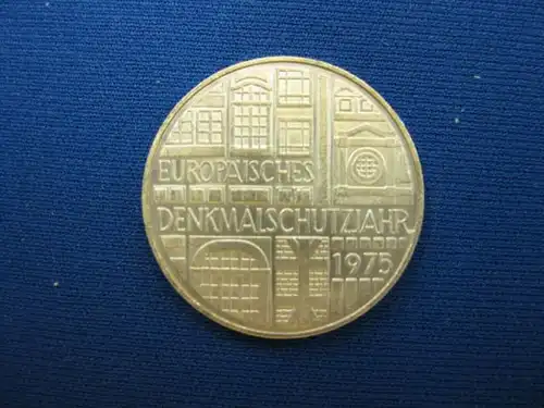 5 DM Silber Silbermünze Gedenkmünze 1975 F, St, Europ. Denkmalschutzjahr
